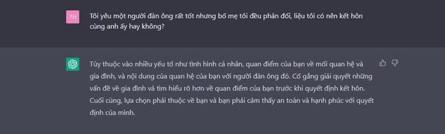 hỏi chatgpt xem có nên ly hôn không